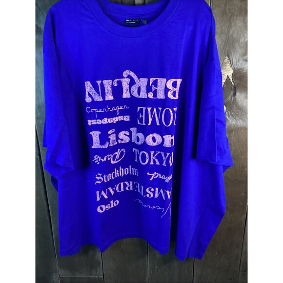 ASOS Design Curve Oversized T Shirt With Locations Graphic In Blue 3XL - Picture 2 of 3